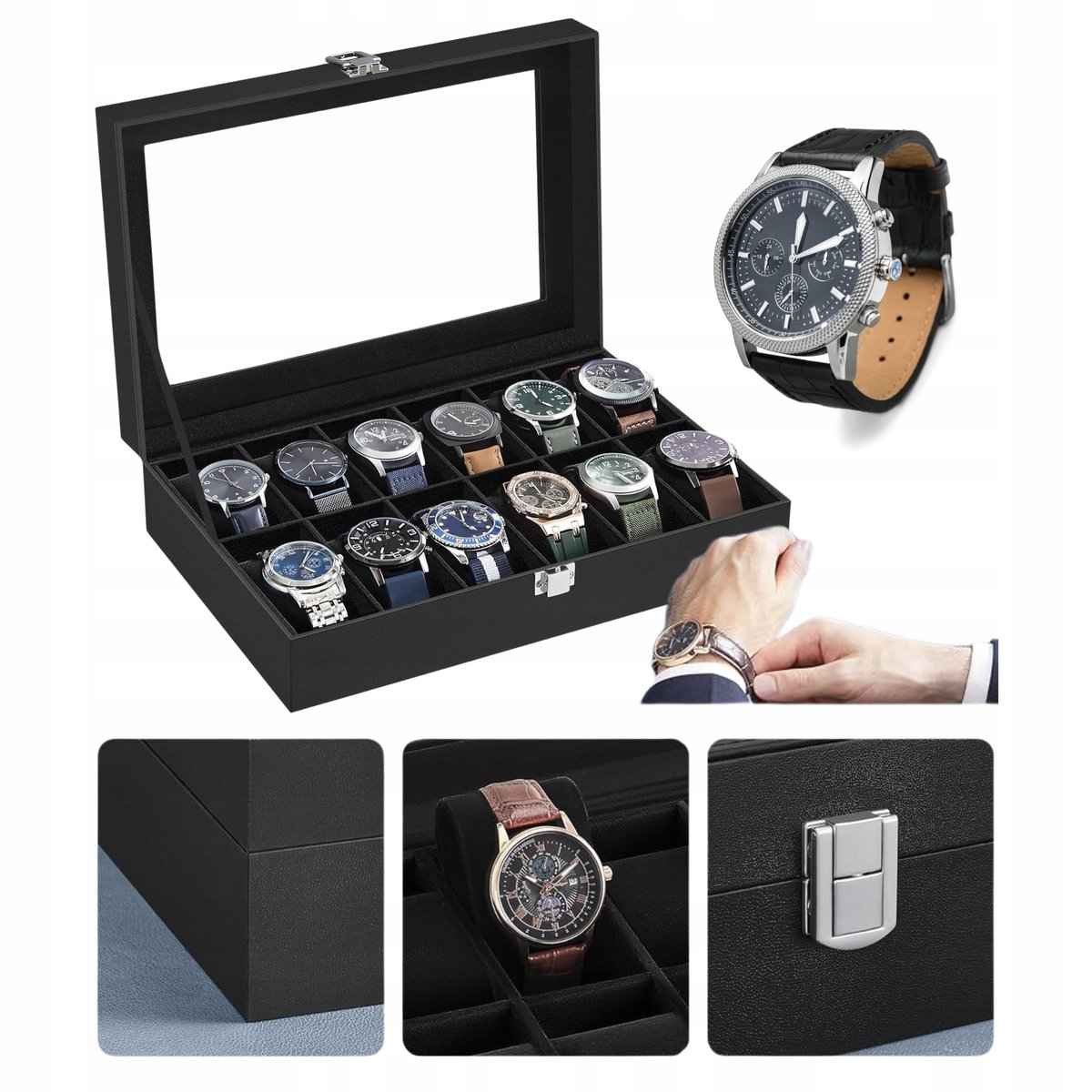 Luxe Horlogedoos Organizer voor 12 Horloges - Perfect cadeau