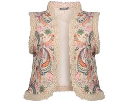 Geisha Gilet Gilet Met Teddy En Geweven Print Dessin 55899 20 Beige/soft Pink Dames Maat - M