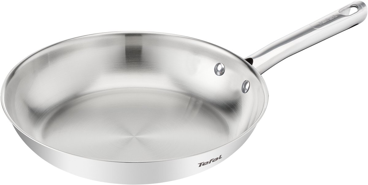 Tefal Duetto On B8660634– Braadpan – 28cm – Inductiegeschikt – Knapperig bakresultaat – Premium roestvrij staal – Geklonken handgrepen – Koekenpan