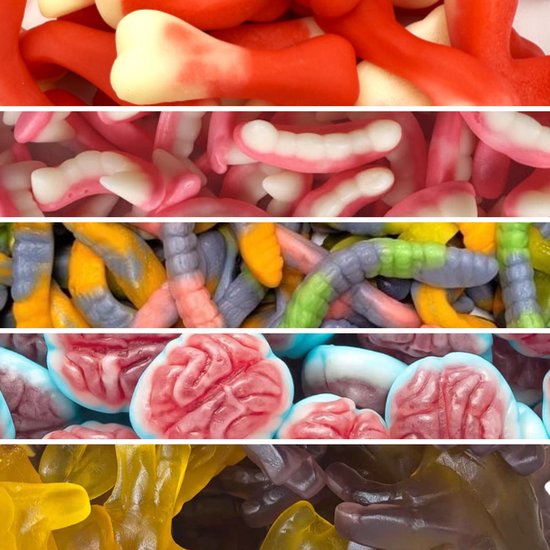 Mijn Snoepgoed - Halloween Snoep Mix Halal -1 Kilo - Botjes - Spinnen - Gebitten - Hersenen - Slangen