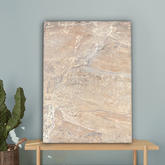 Toile Peinture Marbre - Citron Vert - Sable - Texture - 60x80 cm - Décoration murale