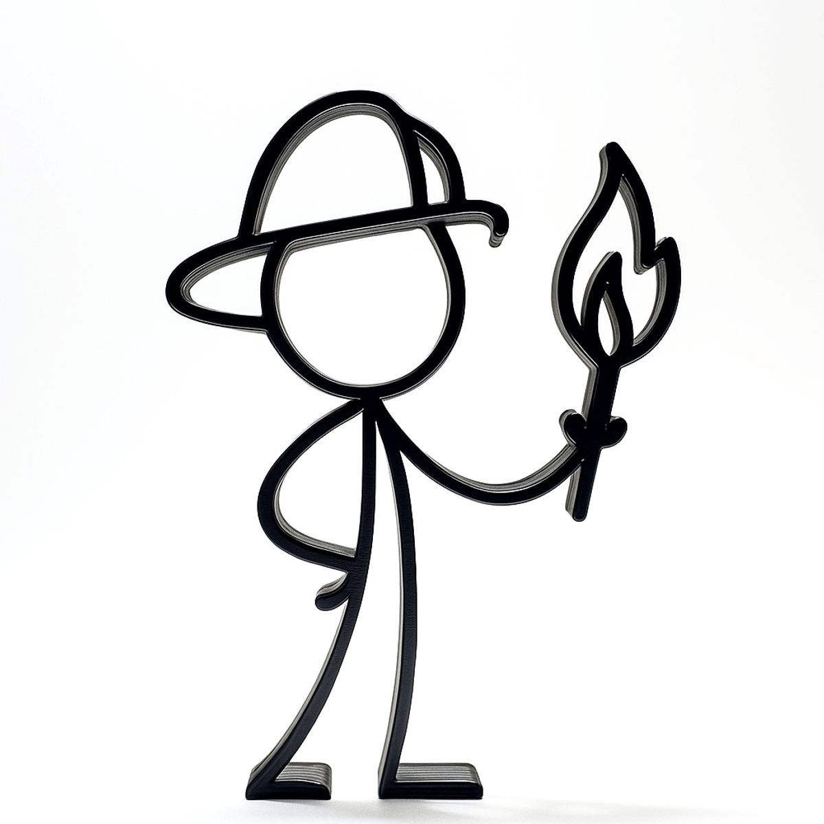 Stickyman Brandweerman - decoratiebeeldje - zwart - 20 cm hoog