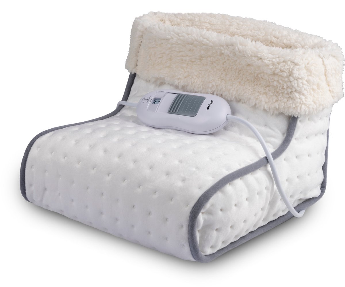 alpina Elektrische Voetenwarmer - Elektrische Verwarming - 3 Warmtestanden - Wasbare Binnenhoes - 100 Watt - Wit