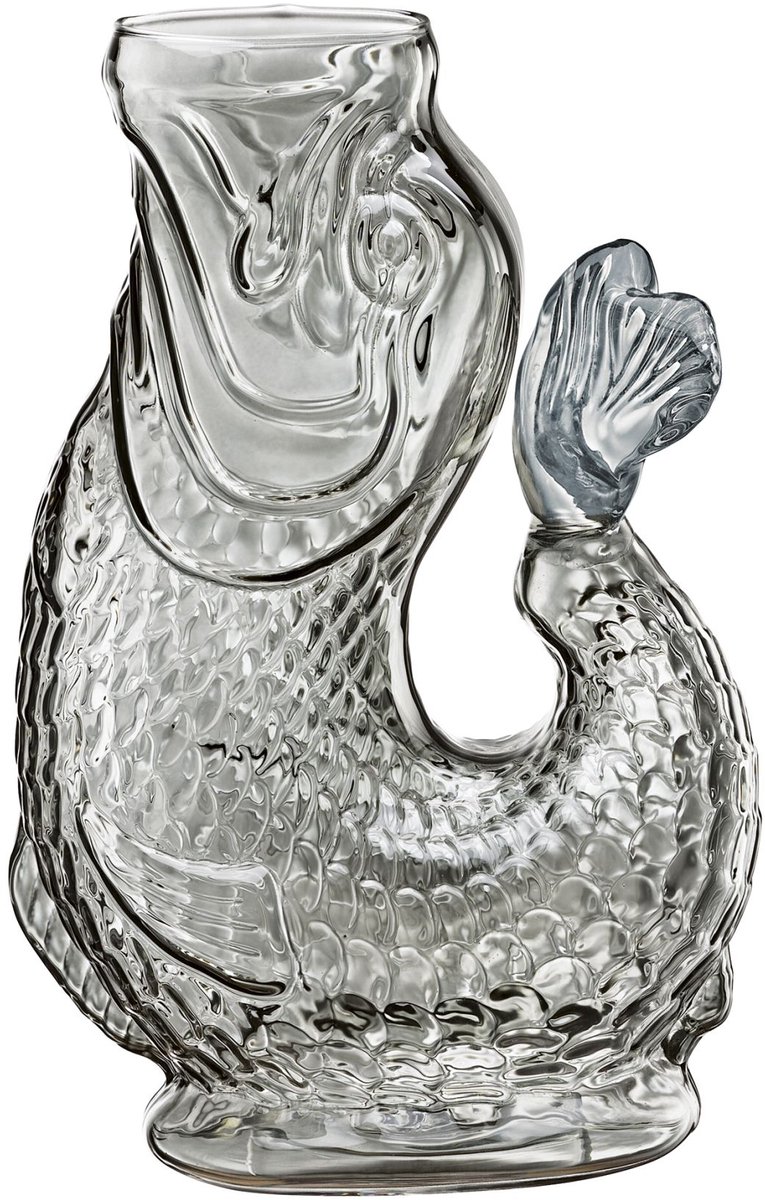 Cilio Nemo - Waterkaraf - Visvorm - Glas - 1 liter - Transparant Grijs