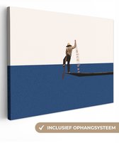 Toile - Abstrait - Bateau - Mer - Texte - Chapeau - Abstrait - 80x60 cm - Canvasdoek - Peinture sur toile