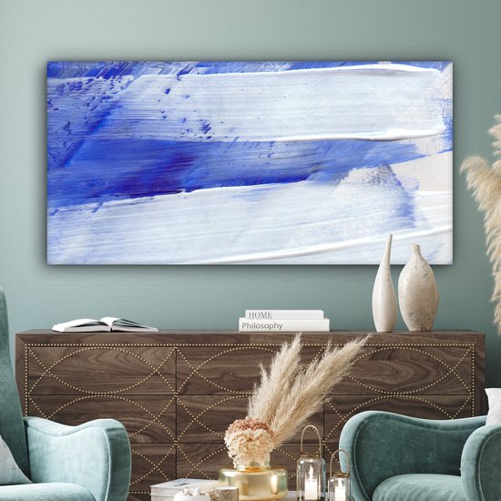 Peinture sur toile - Design - Blauw - 160x80 cm - Décoration murale