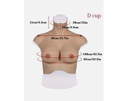 Siliconen Borsten- plus size L XL XXL Borstprothese-Nep borsten- D cup- Cosplay- Travestie-Transgender-Crossdresser-Travestiet-100% siliconen-Breastplate