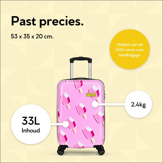 BHPPY Handbagage koffer 53x35x20cm - Handbagage trolley 33L - Veilig Cijferslot - Ice on Holiday
