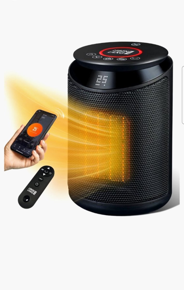 Elektrische kachel- Keramische ventilatorkachel, energiebesparend, stil, inclusief app & WiFi, afstandsbediening, 2000 W, elektrisch, voor binnen, elektrische warmtestraler, eco heat