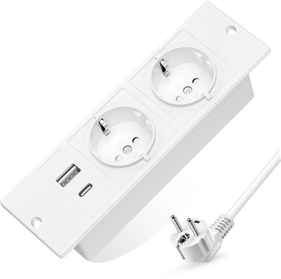 Inschuifbaar stopcontact met 2 USB, inbouw stekkerdoos voudig 1,6 m Inschuifbaar stopcontact met 2 USB, inbouw stekkerdoos voudig 1,6 m
