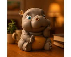 AnimalsAttitude – Kleine Baby Nijlpaard Figurine met Middelvinger – 3D-geprint PLA Beeldje – Funny Desk Decor & Unique Gift Item