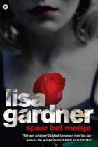 Boekomslag met een rode roos en tekst "lisa gardner spaar het meisje".