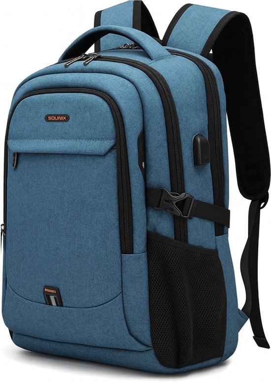 Sounix Backpack - Sac à dos pour ordinateur portable - Sac à dos Homme & Femme - Sac pour ordinateur portable jusqu'à 18 pouces - Haute qualité - Bleu marine
