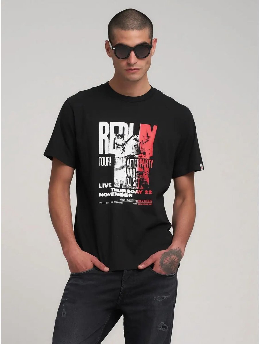 Replay T-shirt groot bedrukt