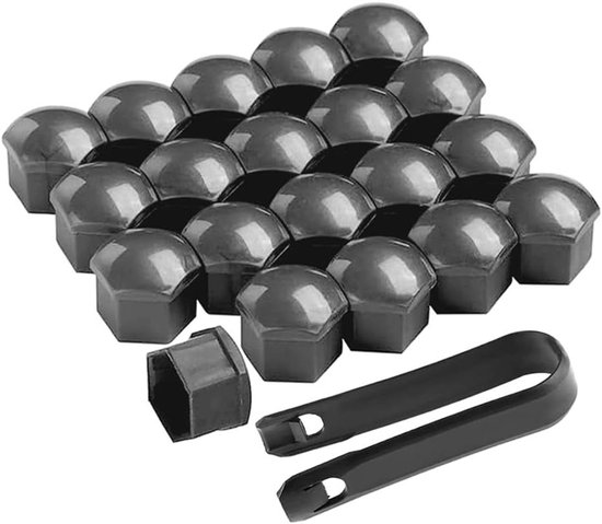 Set universele wielmoerkapjes - Chroom Staal - 17mm - set á 20 stuks