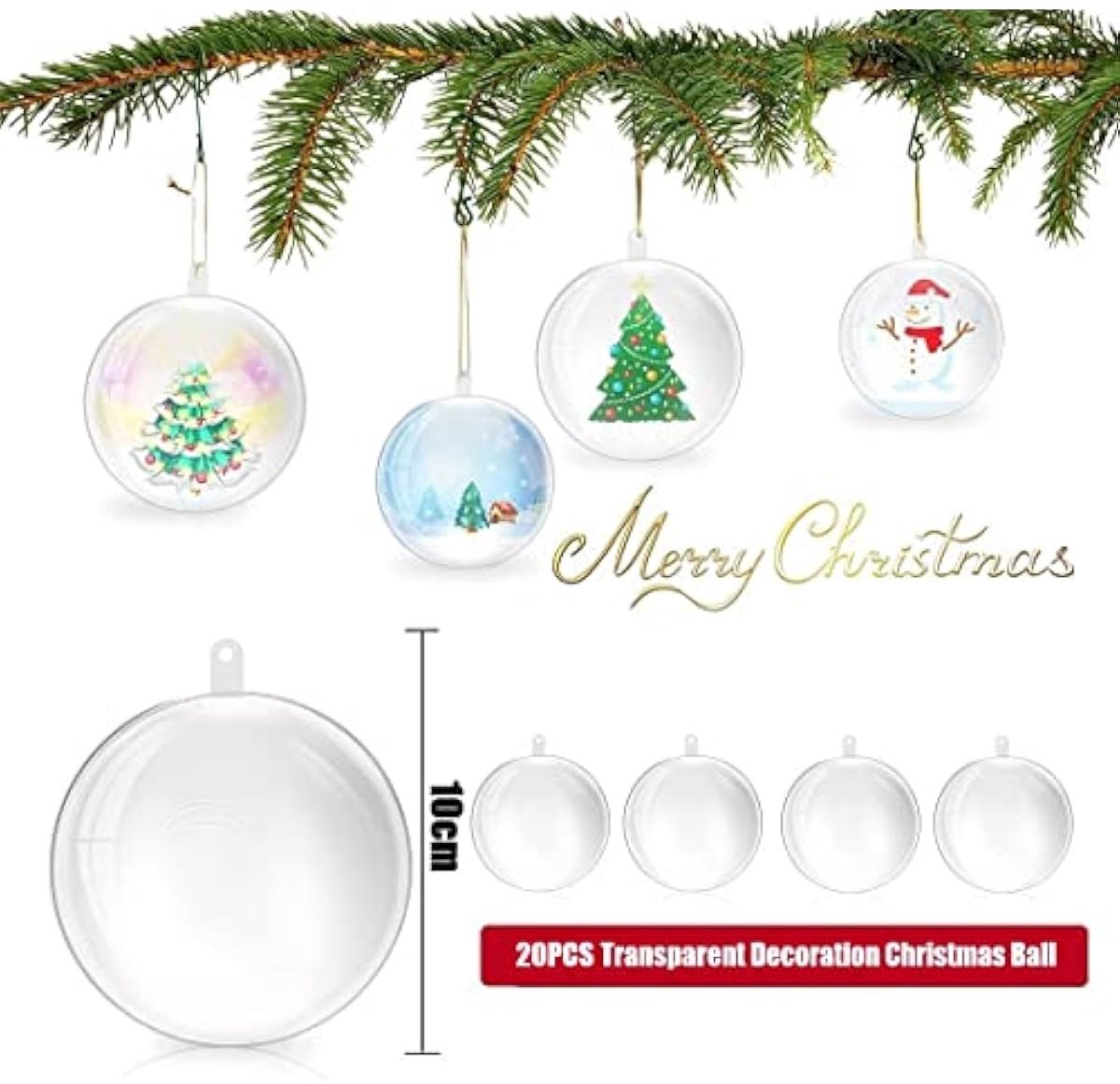 20 Stuks 8 cm vulbare kerstballen transparant doorzichtig helder