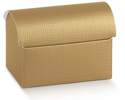 12 cadeau doos goud schatkist-vorm traktatie-doos middelgroot voor snoepjes of bonbons of koek om uit te delen bij verjaardag, huwelijk, babyshower of doop.