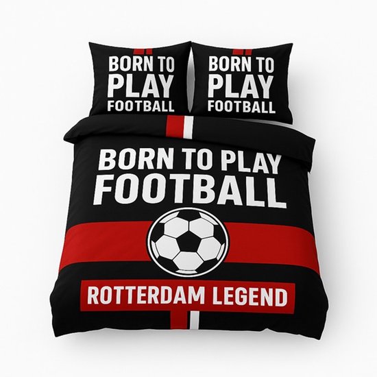 XCQHZYQ Zwart Voetbal Dekbedovertrek Beddengoed Set 140x200 cm voor Kinderen Volwassenen, 3D Gedrukt Sport Beddengoed Set Microvezel Zacht Hypoallergeen