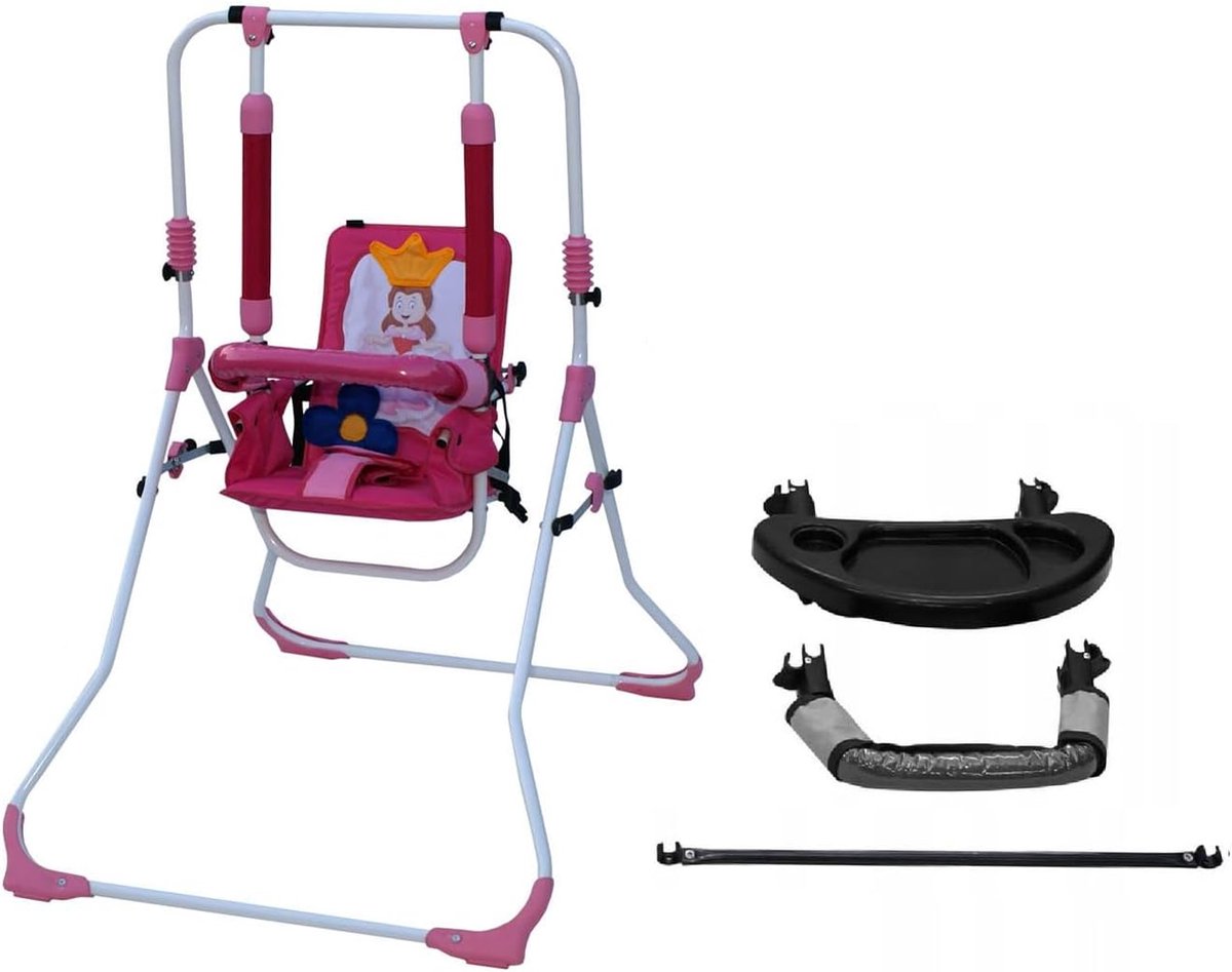 Image of 2-in-1 Kinderschommel en Babyschommel - Verstelbare Schommelstoel voor Binnen en Buiten