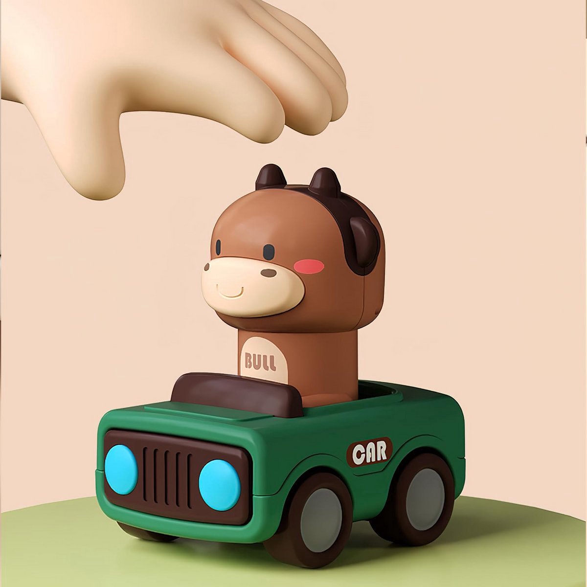 Kraftverdia® - Speelgoed auto - Vanaf 1 jaar jongens en meisjes - 4 stuks auto speelgoed baby dierenraceauto - Press-and-go speelgoedvoertuigenset voor peuters 10-12-18 maanden - cadeau voor kinderen van 1 2 3 jaar — afbeelding 7
