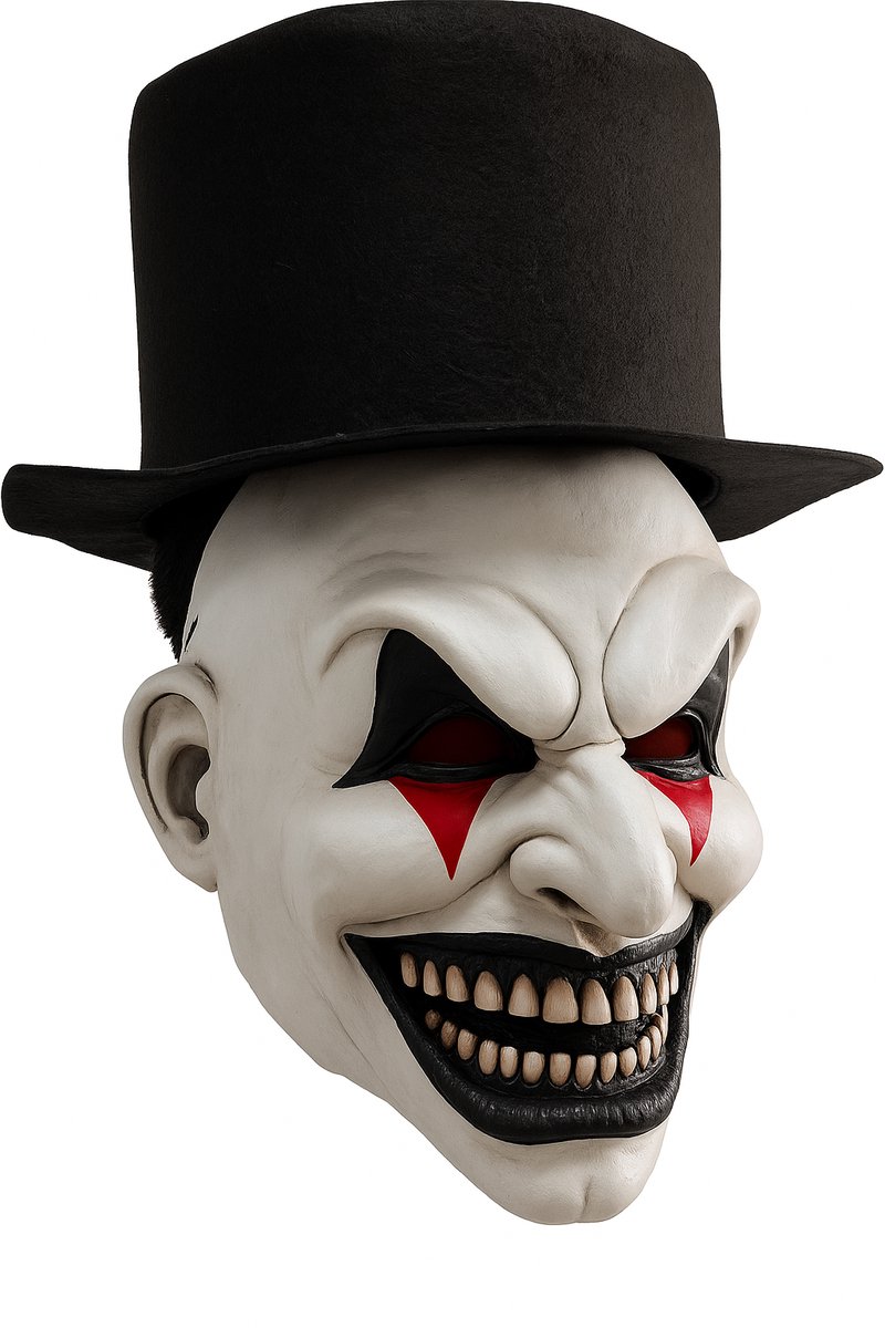 Clown masker - Horror clown masker met hoed - Clown kostuum accessoires - Halloween masker open mond- Horror masker