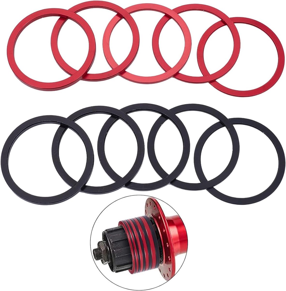 JHubers Goods - 10-delige Set Fiets Cassette Spacers voor 7-11 Speed Fietsen - Aluminium Wasmachines voor Trapas en Vliegwiel