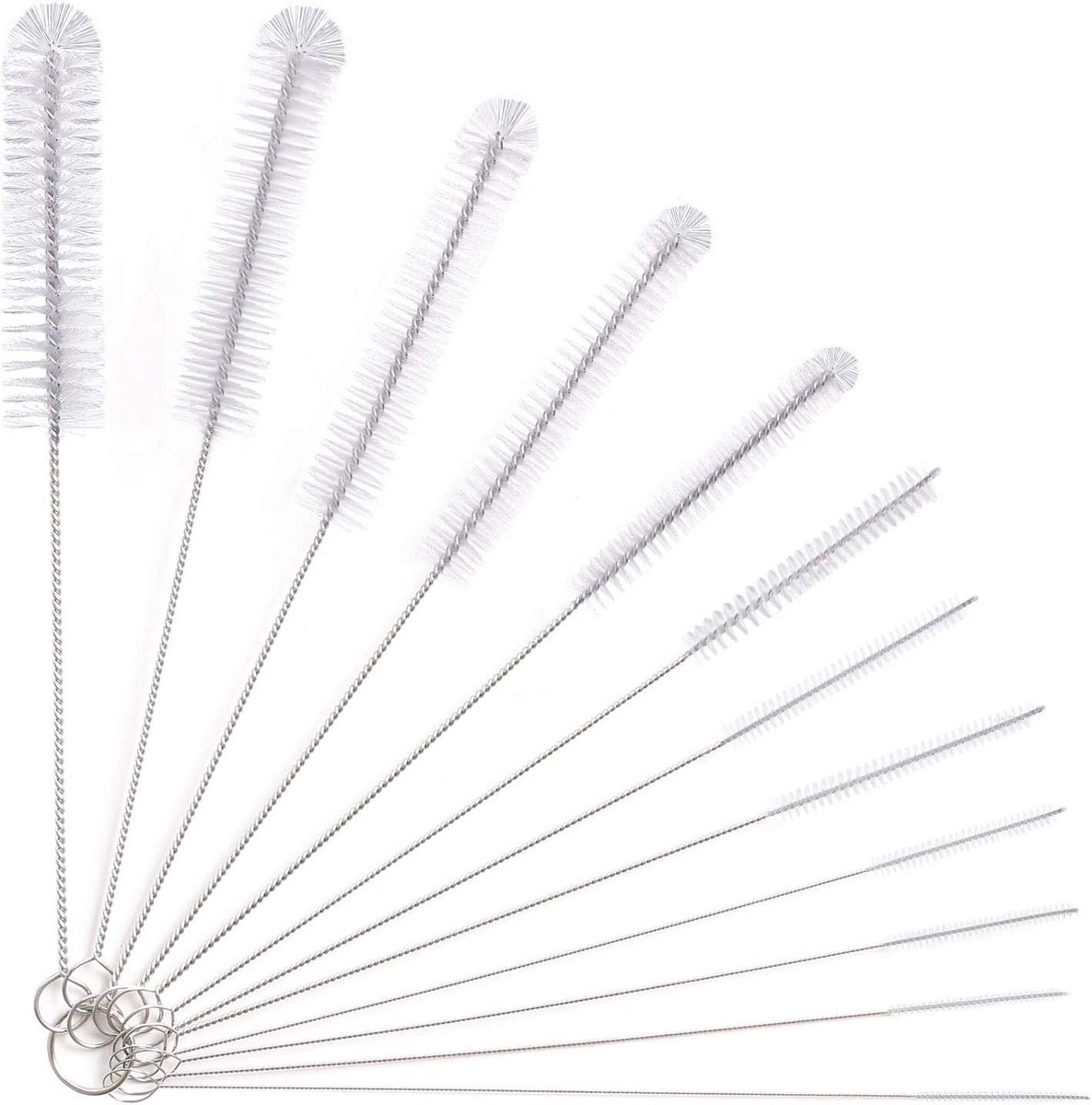 Image of 12 Stuks Reinigingsborstels voor Flessen en Rietjes - Nylon Slangborstelset van 21 cm