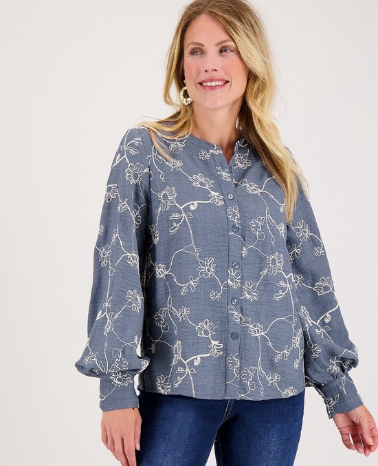 Je m'appelle Dames Blouse - Blauw - Maat L