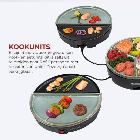 Bourgini Chef's Dinner Party Gourmetstel - Glazed Grey – 4 Personen – Bakplaat – PFAS-vrij – Vaatwasserbestendig - Uitbreidingsset verkrijgbaar — afbeelding 3