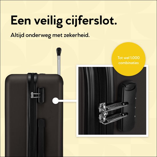 BHPPY Handbagage koffer 53x35x20cm - Handbagage trolley 33L - Lichtgewicht koffer 2.6kg - Reiskoffer met cijferslot - Zwart