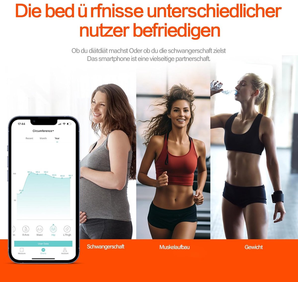 Healthkeep - Báscula conectada WIFI y Bluetooth con 8 electrodos de alta precisión, 46 datos corporales para aplicaciones incluidas Andriod e iOS, capacidad 180 kg/400 lb, 30 x 30 cm