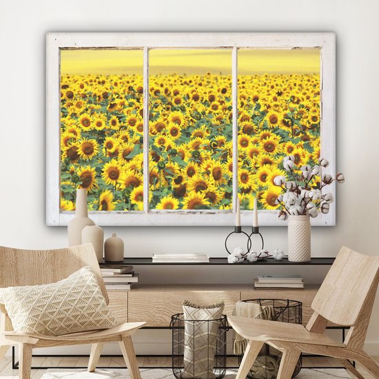 Peintures sur Toile Transparent - Tournesol - Jaune - 140x90 cm - Décoration murale