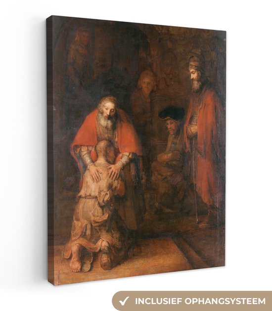 Canvas schilderij 30x40 cm - Wanddecoratie Terugkeer van de verloren zoon - Rembrandt van Rijn - Muurdecoratie woonkamer - Slaapkamer decoratie - Kamer accessoires - Schilderijen op canvas