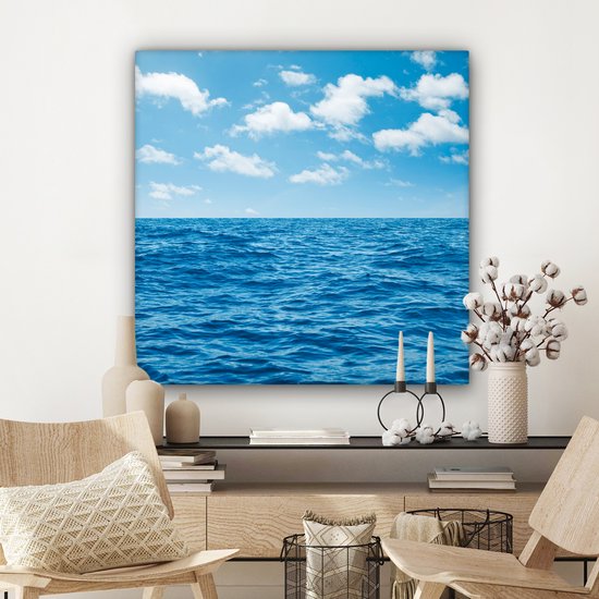 Tableau sur toile Mer - Nuages ​​- Blauw - 90x90 cm - Décoration murale