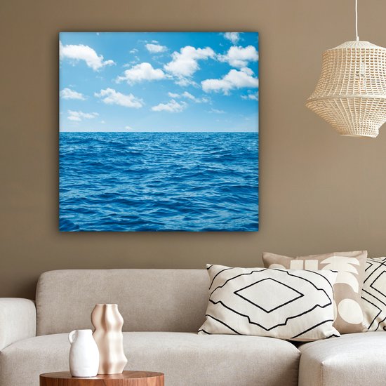 Tableau sur toile Mer - Nuages ​​- Blauw - 90x90 cm - Décoration murale
