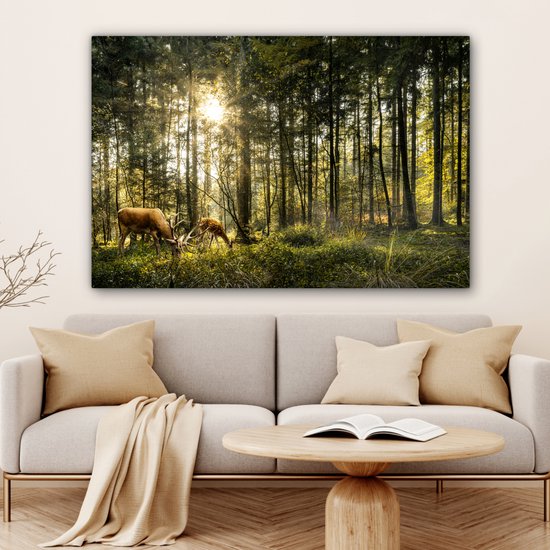 Peintures sur toile Cerf - Nature - Forêt - 120x80 cm - Décoration murale