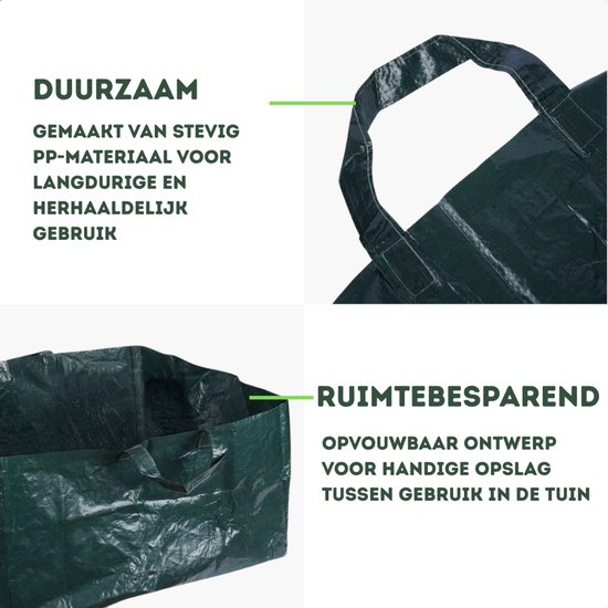 Tuinafvalzak 120L - Opvouwbare Groene Bladerenzak - Sterke Afvalzak voor Tuin, Gras & Snoeisel - 40x50x60cm van Merkloos	 — afbeelding 5
