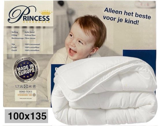 Royal Touch Luxe -Hotel Kwaliteit - Princess kinderdekbed Baby-Ledikant-All Year-Dekbed 100x135cm-Geschikt voor het hele jaar - Anti Allergie -Antibacterieel- Anti-huisstofmijt-Wasbaar-100% Veilig