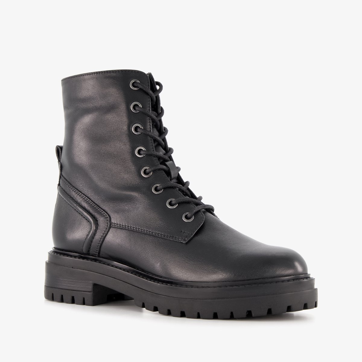 Harper leren dames veterboots zwart - Maat 37