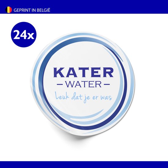 Katerwater 6cm | 60mm | Sticker | Etiket | Per 24 | Kater water | Feest | Trouw | Hangover kit | Vrijgezellen | Bedankje