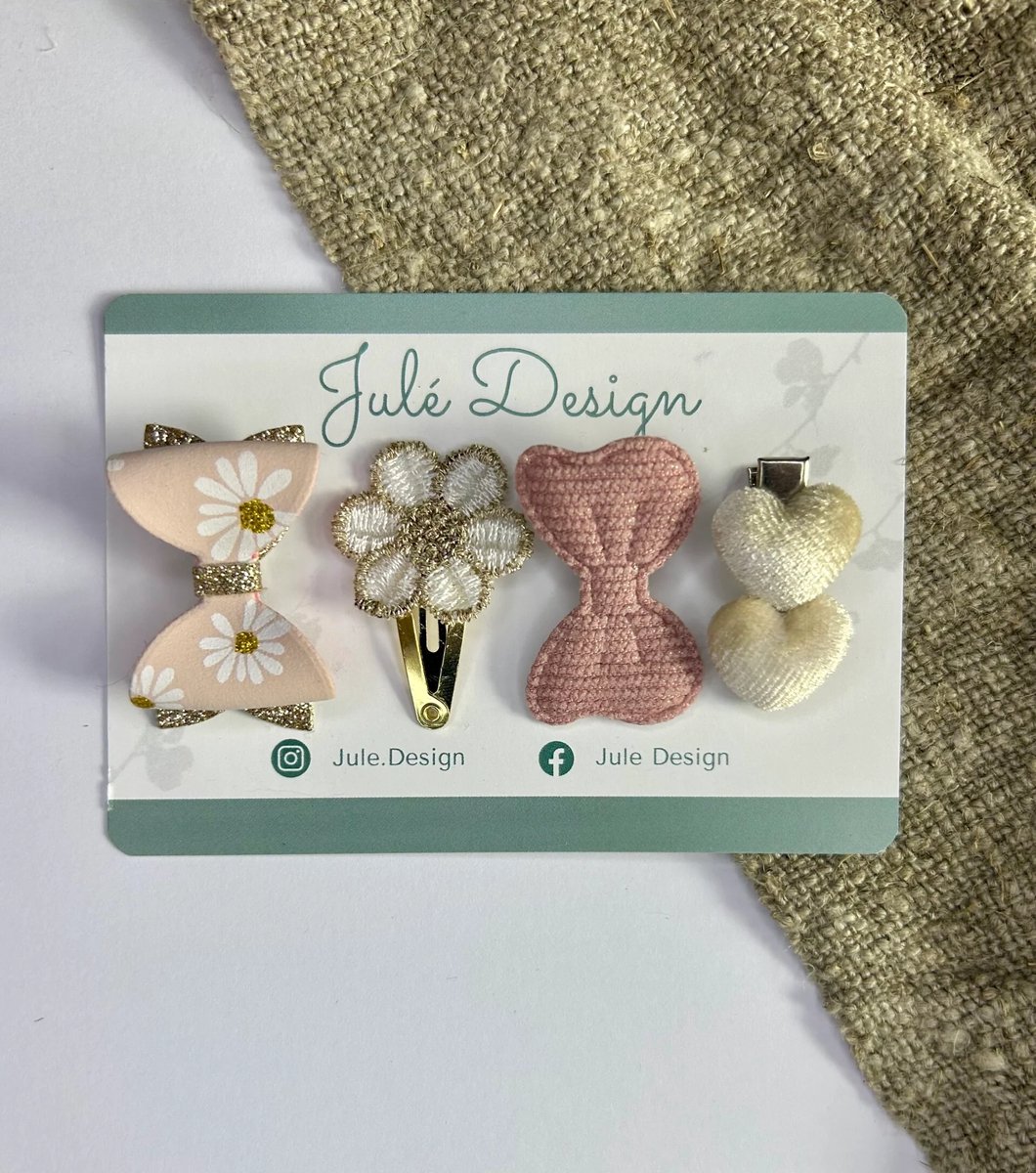 Julé Design haarspeldjes Eva roze / goud/ wit / beige