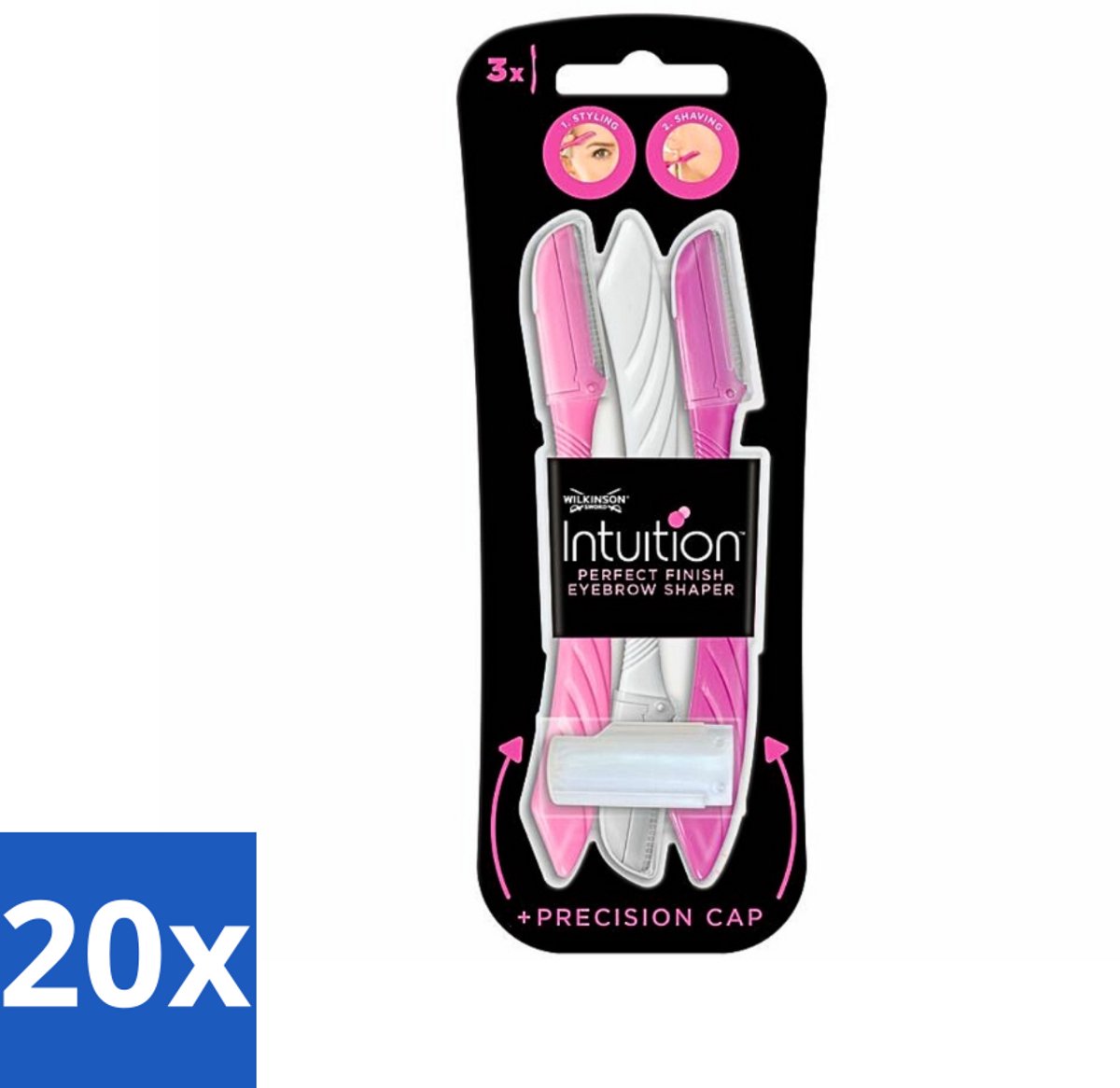 20 x Wilkinson Intuition - Navulmesjes - Wenkbrauw Shaper - Precisie - 3 mesjes - Voordeelverpakking - 20 stuks