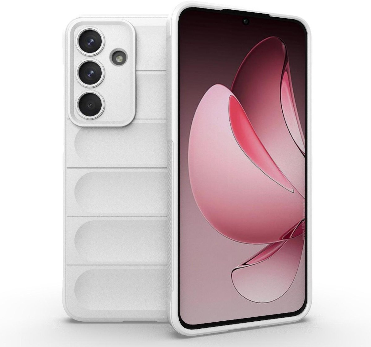 Mobigear Hoesje geschikt voor Samsung Galaxy S25 FE Telefoonhoesje Flexibel TPU | Mobigear Bumpy Backcover | Galaxy S25 FE Case | Back Cover - Wit