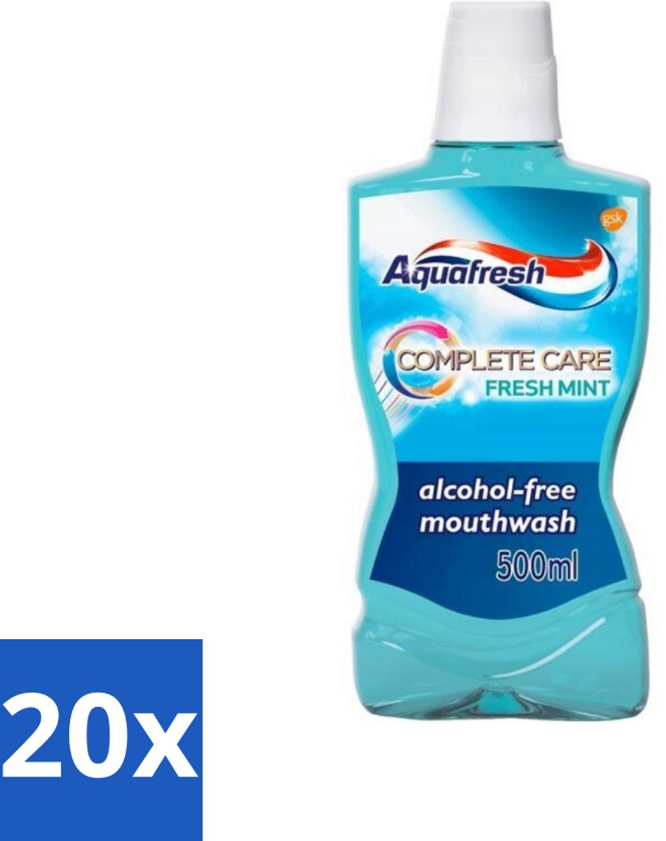 20 x Aquafresh Complete Care Mondwater - Fresh Mint - 500 ml - Voordeelverpakking - 20 stuks