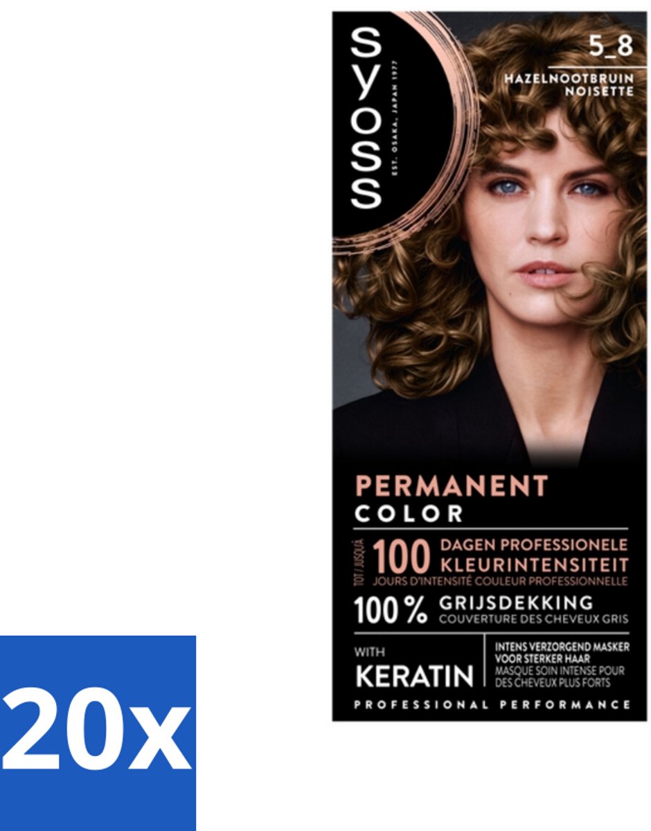 20 x SYOSS - Coloration 5-8 Hazelnootbruin - Haarverf - Grijsdekking - Vermindert Haarbreuk - Haarverf - Permanente Haarkleuring - Grijsdekking - Haarverf Thuis - Haarverf Salonresultaat