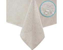 Tafelkleden - tafelkleed - Tafelzeil Linnenlook Beige - Tijdloos & stijlvol tafelkleed in natuurlijke linnenlook - 260 x 145 cm waterafstotend - Tafeltextiel - kreukvrij en geschikt voor 8 tot 10 personen - binnen én buiten