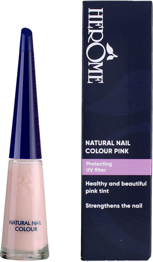 Herome Natural Nail Colour Nagellak Pink - Pastel Nude Soft Natuurlijke Rozetint Teint - met een Verstevigende werking - 10ml.
