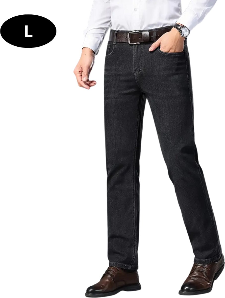 Nivard Lange Broek Heren Spijkerbroek Broeken Spijker Pants Jeans Trouser Stretch Straight Leg Zwart