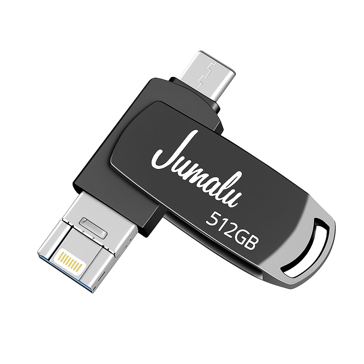 Image of 3 in 1 USB Stick 512GB - USB-A, USB-C & Lightning - USB 3.0 - Flash Drive - Universeel - voor Smartphones, Tablets, Laptops etc - Space Grey