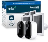 Arlo Essential3 2K beveiligingscamera & zonnepanelen - 2-PACK